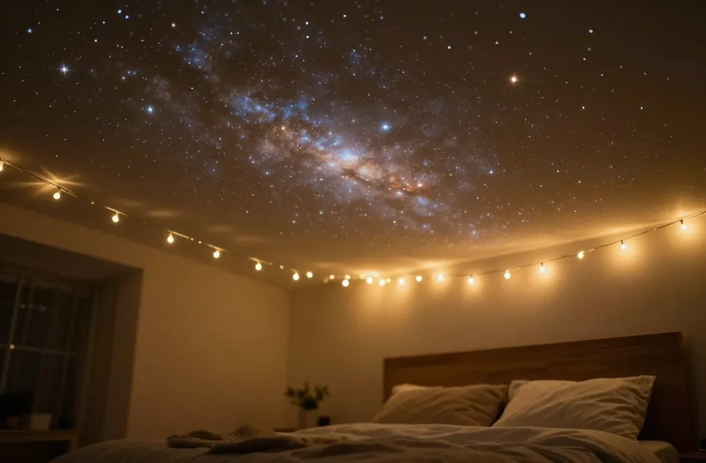 Fairy Lights Bedroom Ceiling: Cozy Galaxy Glow