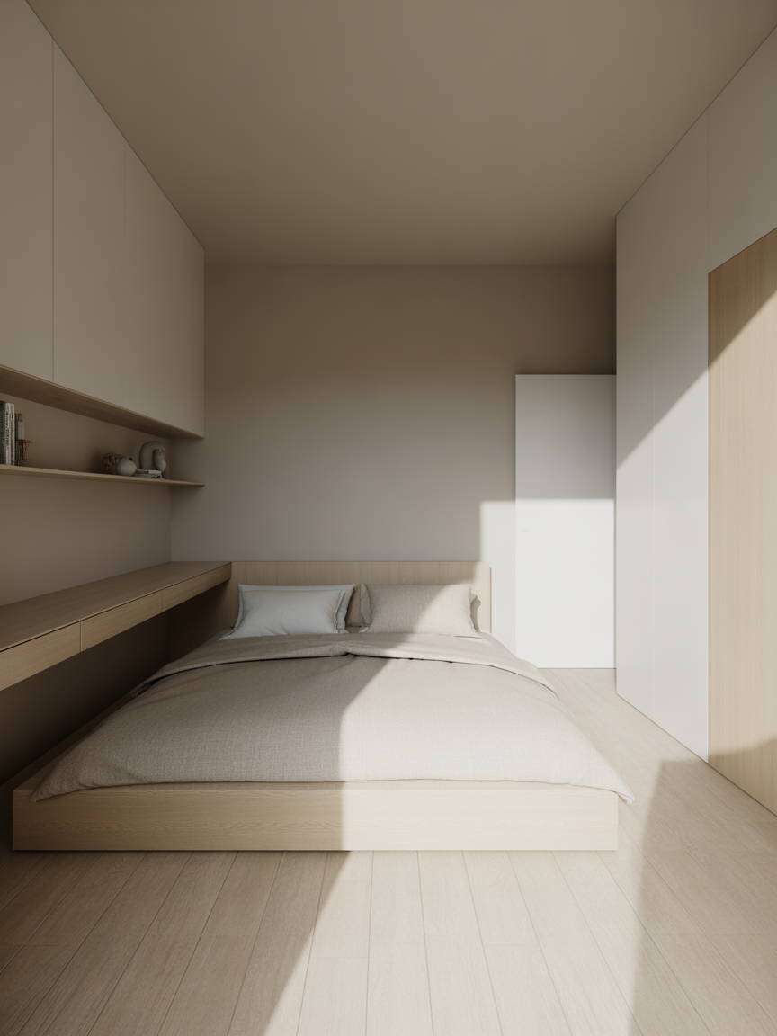1. Minimalist Study-Meets-Sleep Sanctuary