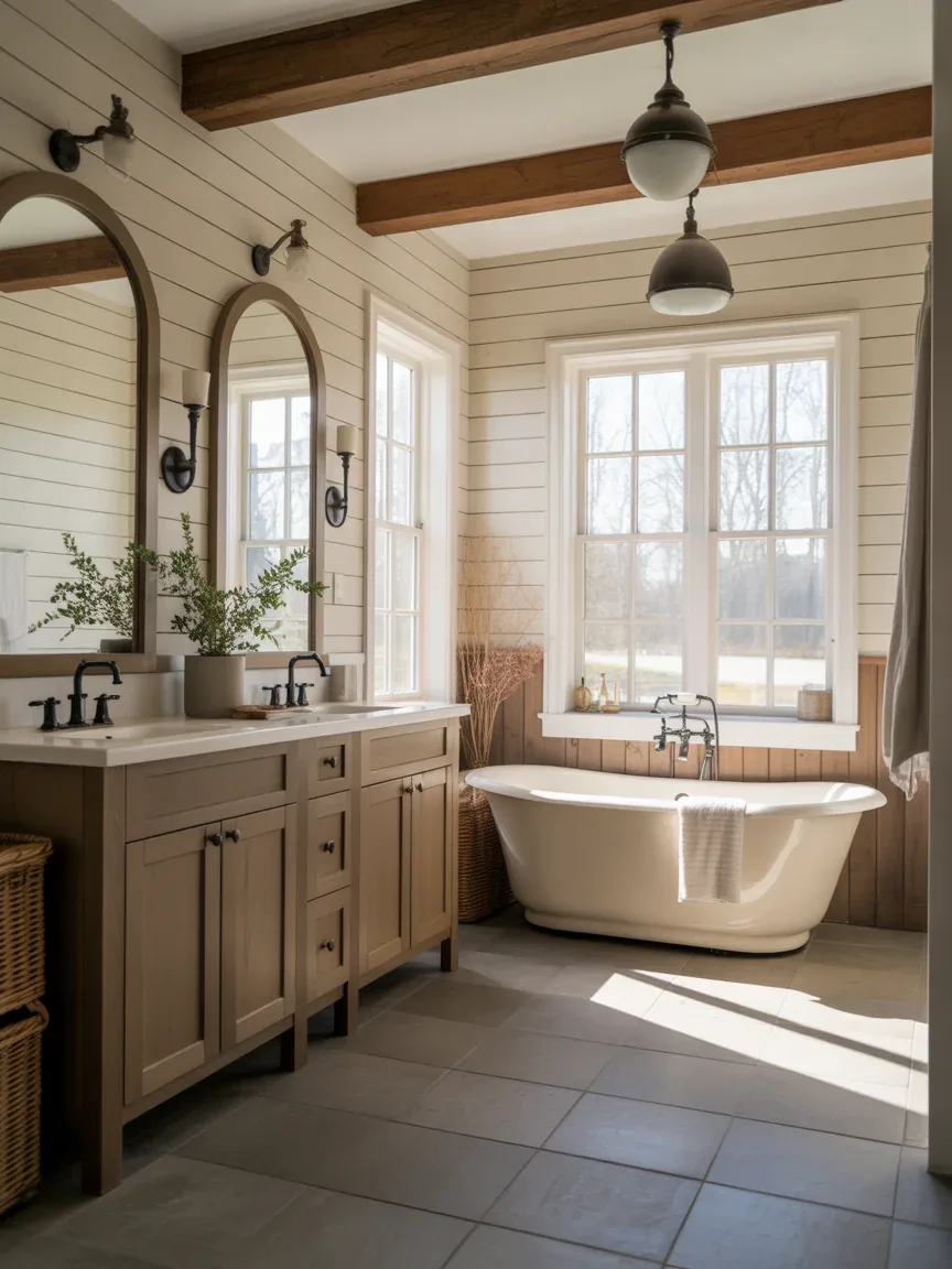 20 Farmhouse Bathroom Design Layouts for Small, Medium, and Master Baths You'll Want ASAP