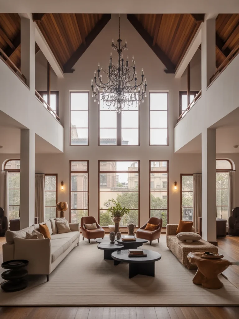 20 High Ceiling Living Room Ideas That Highlight Architecture2