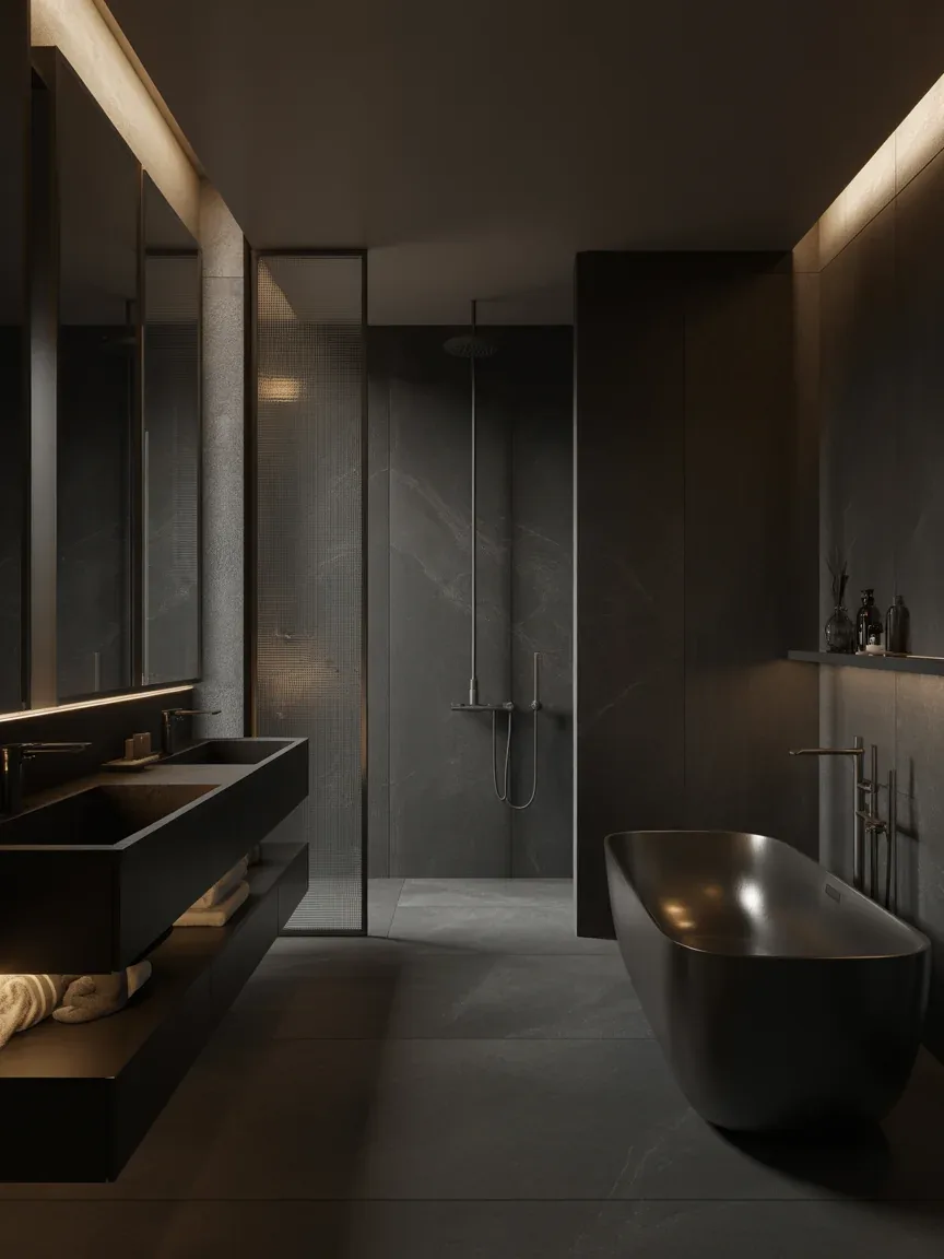 21 Dark Modern Bathroom Ideas That Feel Moody and Luxurious