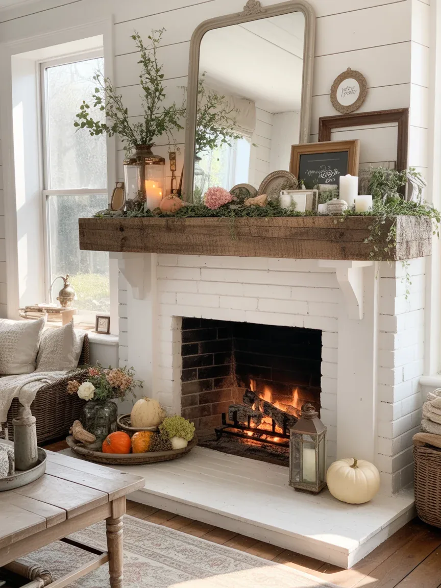 22 Farmhouse Mantel Decor Ideas for Every Season That Make Your Fireplace Shine