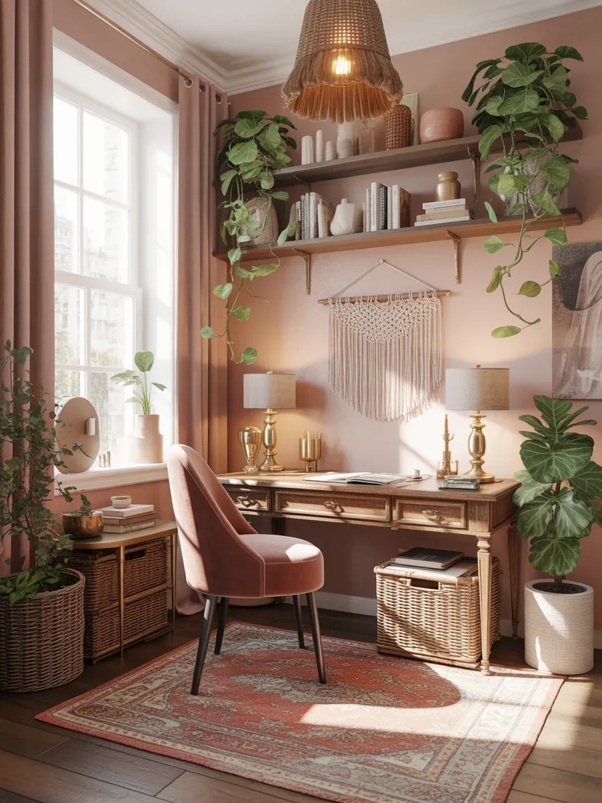 23 Feminine Boho Home Office Ideas That Inspire Creativity and Look Seriously Dreamy