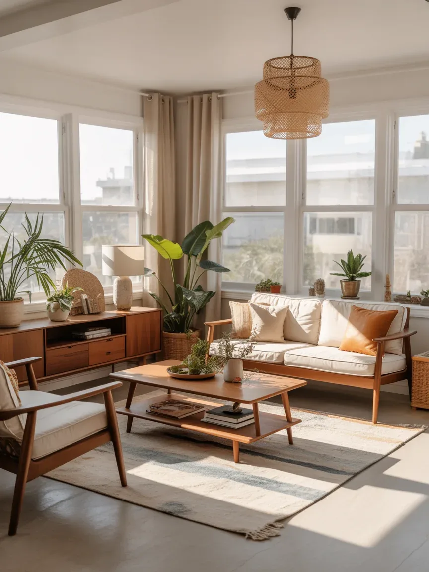 24 Boho Mid-Century Modern Living Room Ideas That Blend Two Styles Perfectly