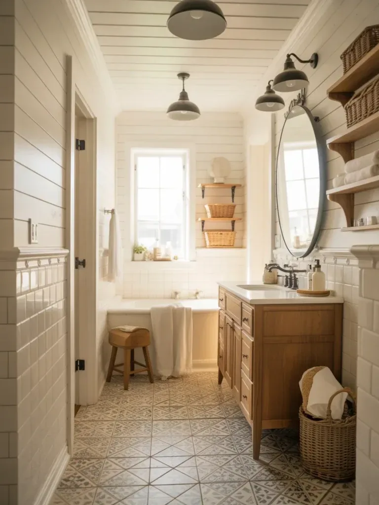 24 Tiny Farmhouse Bathrooms That Feel Bigger, Brighter, and More Stylish