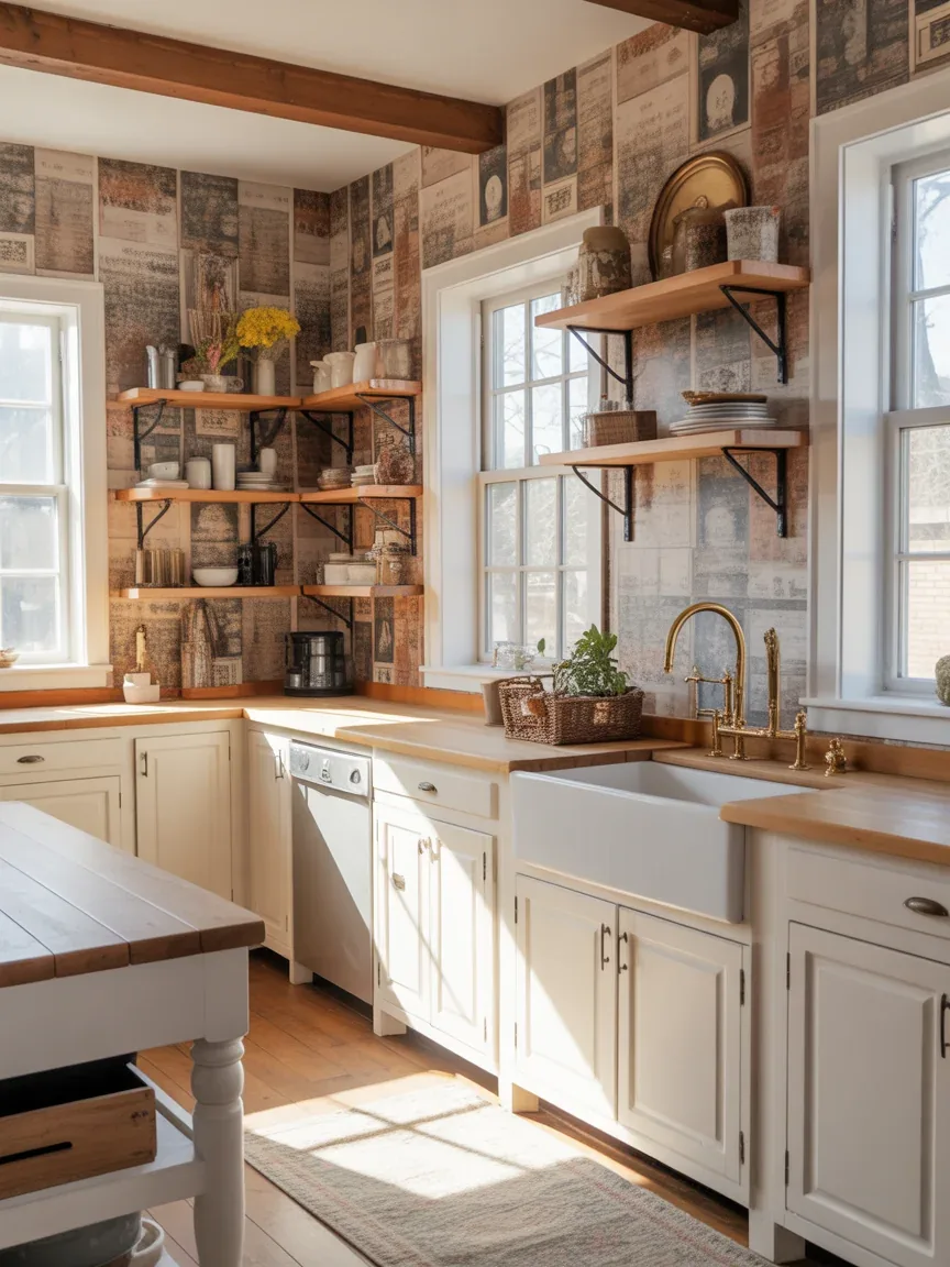 25 Vintage to Modern Farmhouse Wallpaper Styles for Kitchen Walls You’ll Want ASAP