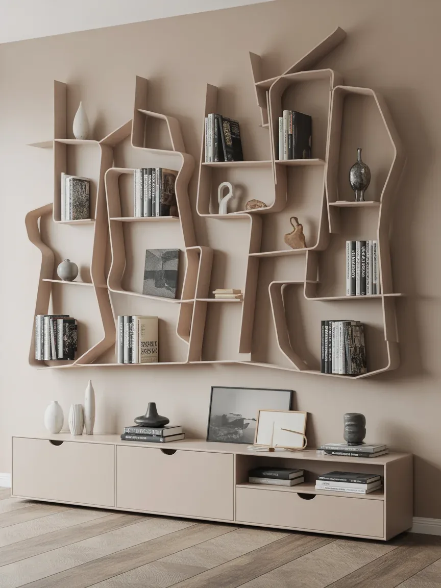 12. Abstract Asymmetrical Wall Sculpture Shelf 12. Abstract Asymmetrical Wall Sculpture Shelf