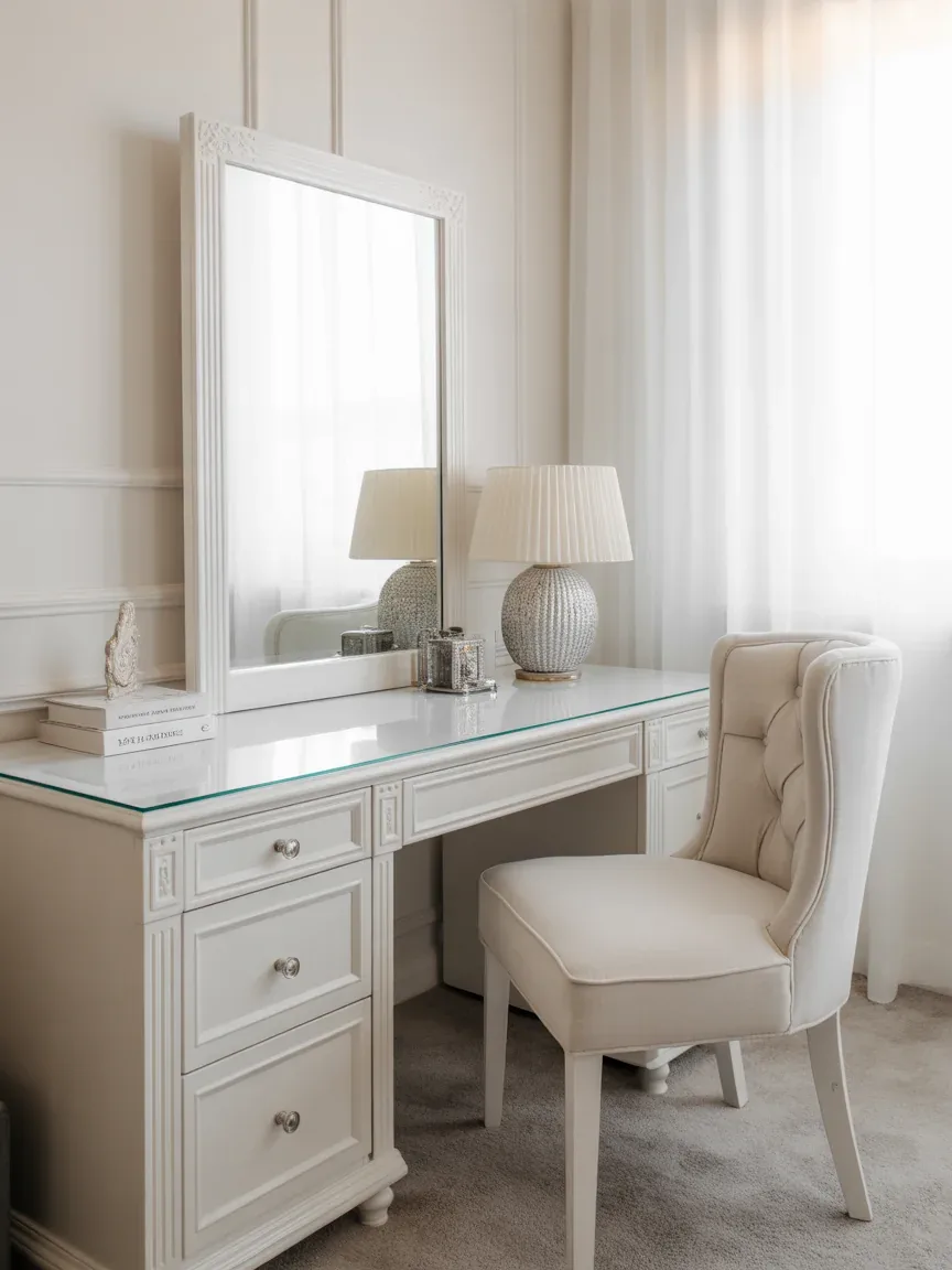 7. All-White Luxe Vanity Space 7. All-White Luxe Vanity Space