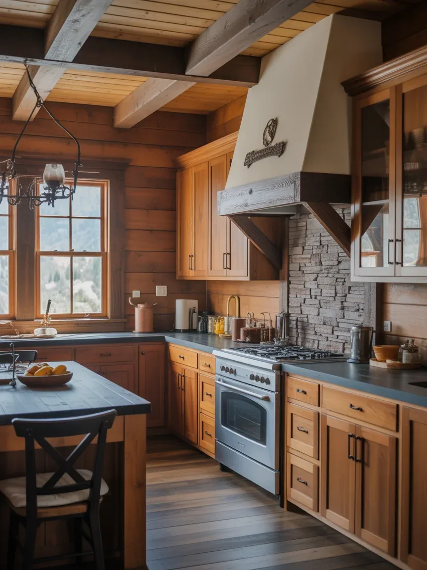 12. All-Wood Cabin Kitchen With Cozy Rustic Appeal 12. All-Wood Cabin Kitchen With Cozy Rustic Appeal