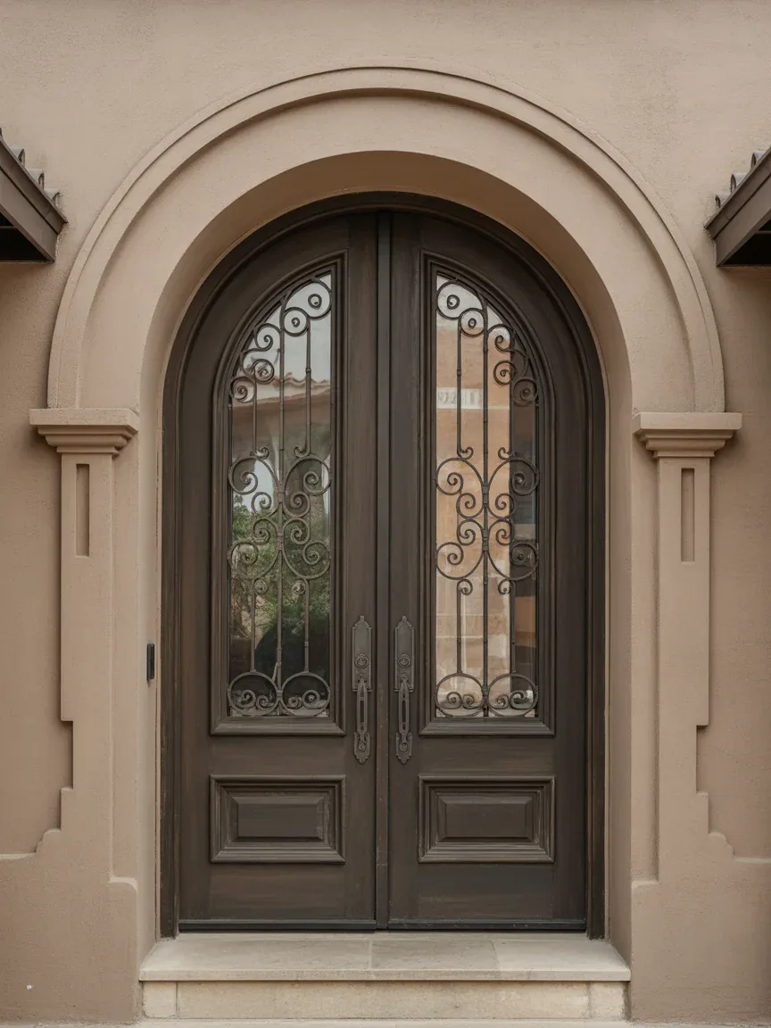 6. Arched Wooden Double Doors With Old-World Charm 6. Arched Wooden Double Doors With Old-World Charm