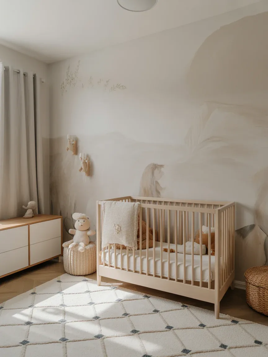 20. Artistic Nursery With Subtle Murals 20. Artistic Nursery With Subtle Murals