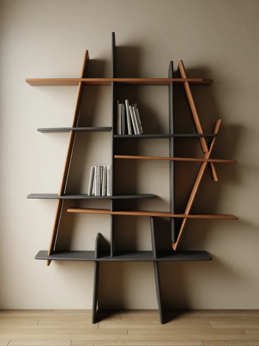 7. Asymmetrical Geometric Shelving Feature 7. Asymmetrical Geometric Shelving Feature