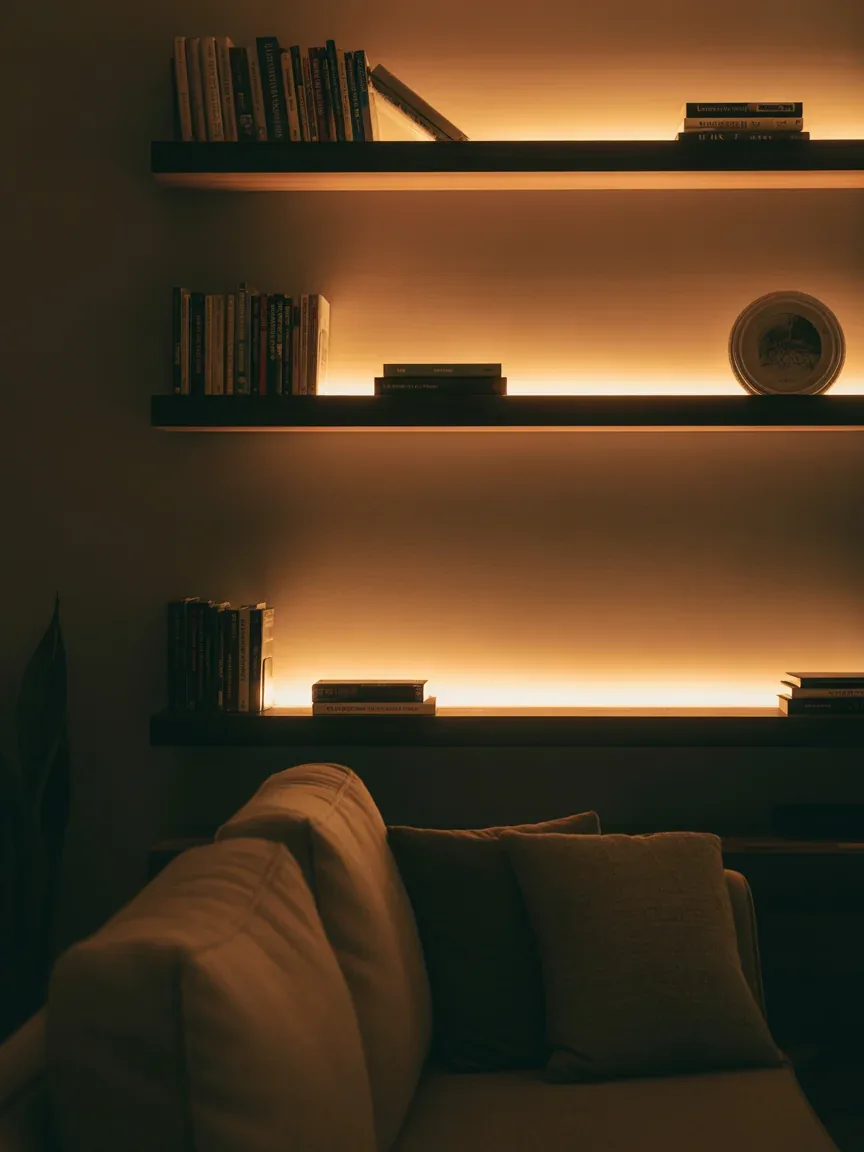 16. Backlit Bookshelf Glow Wall 16. Backlit Bookshelf Glow Wall