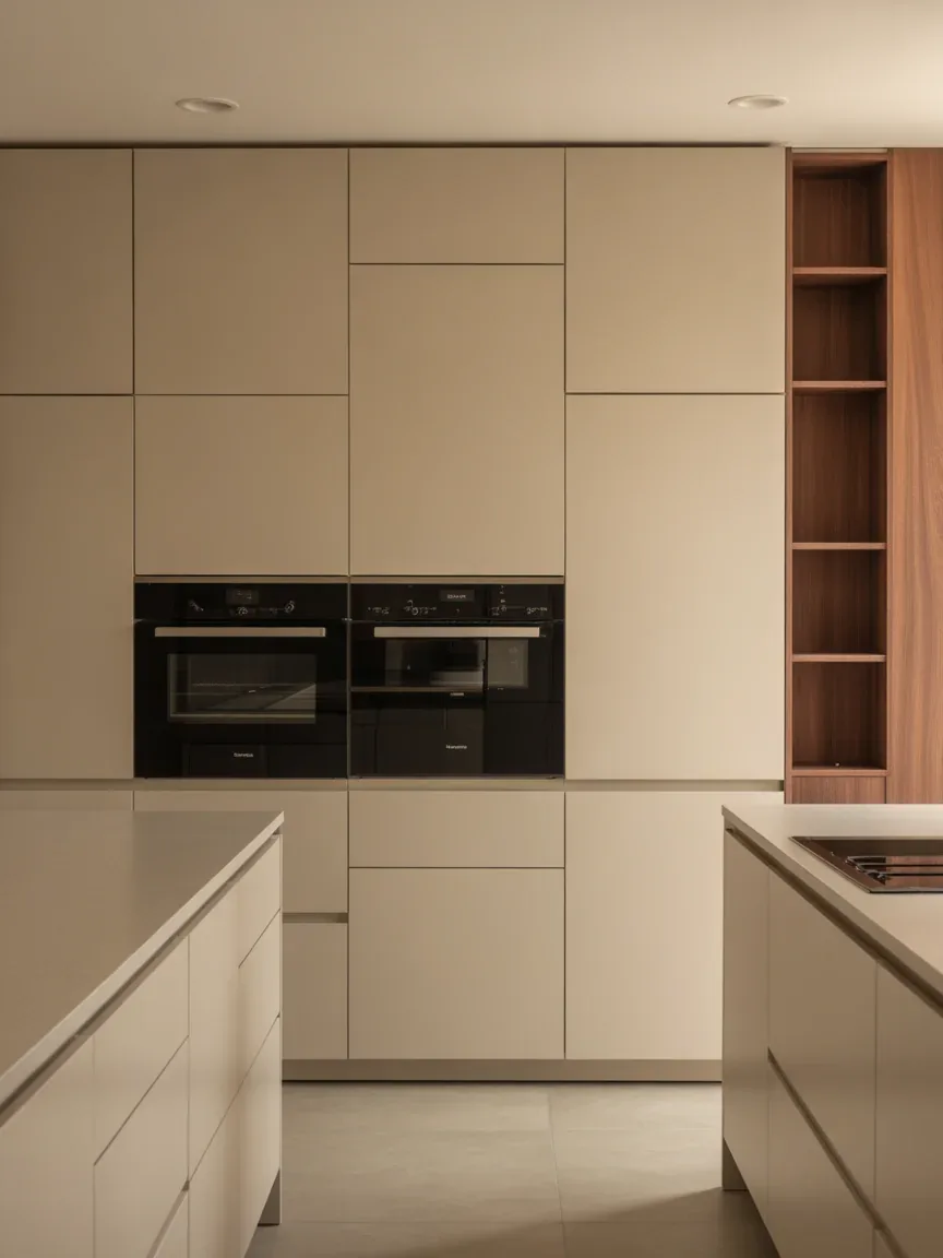 19. Beige Kitchen With Integrated Appliances 19. Beige Kitchen With Integrated Appliances