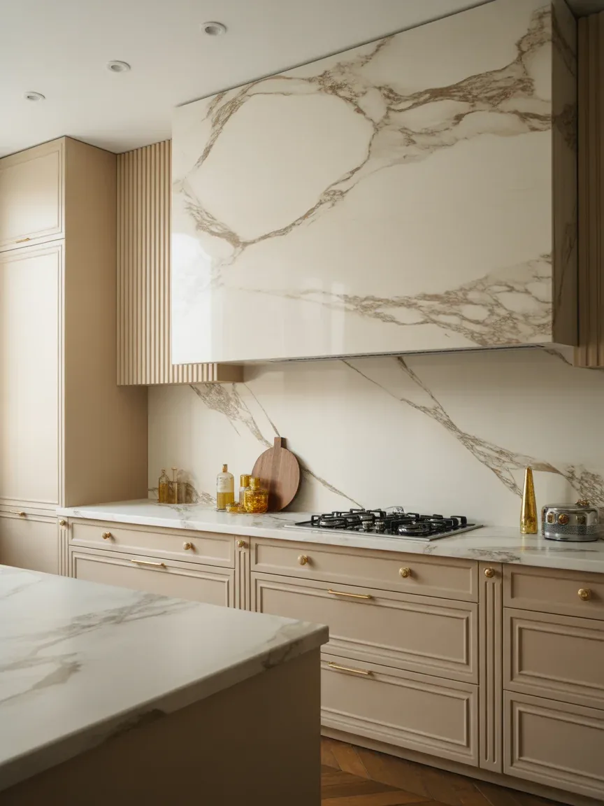 8. Beige Kitchen With Marble Everything 8. Beige Kitchen With Marble Everything