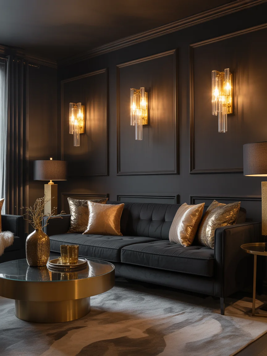 2. Black and Gold Glam Lounge