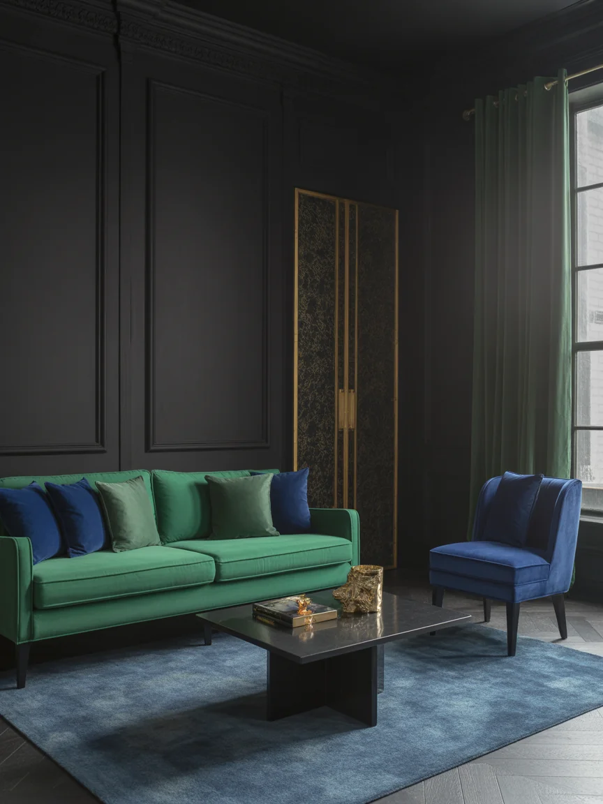 11. Black and Jewel Tone Elegance