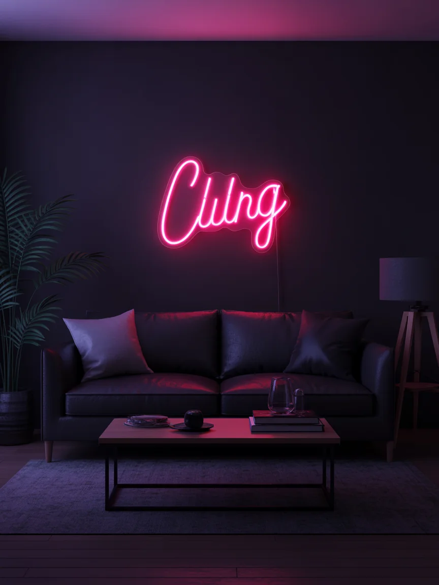 20. Black and Neon Pop Living Room