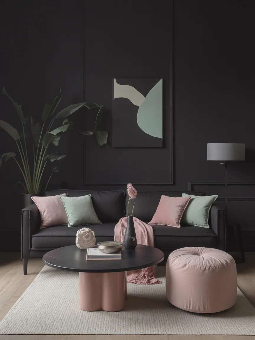 22. Black and Pastel Soft Contrast