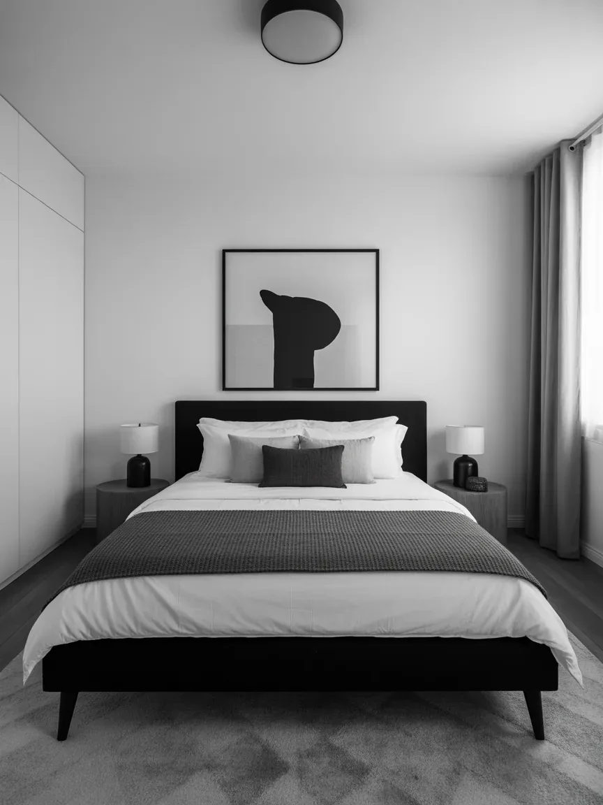 14. Black and White Contrast Bedroom 14. Black and White Contrast Bedroom