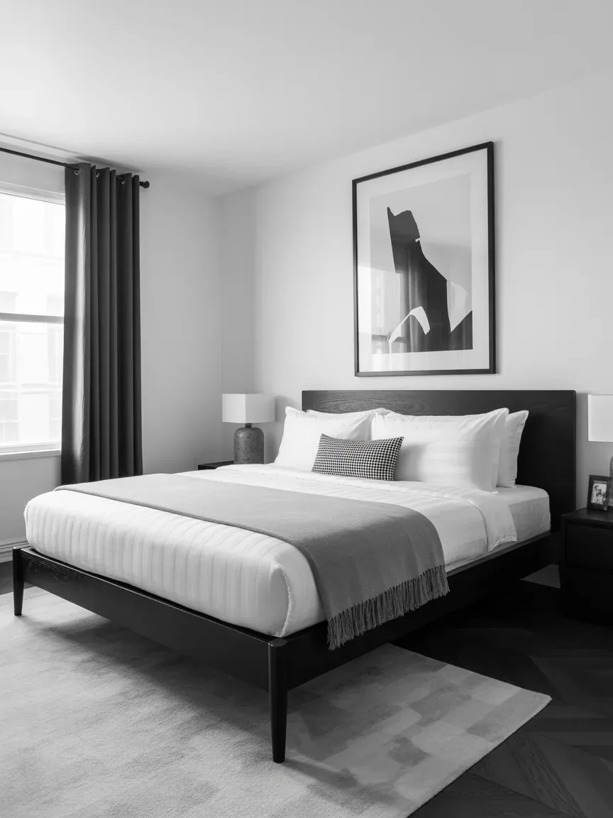 16. Black And White Contrast Bedroom 16. Black And White Contrast Bedroom