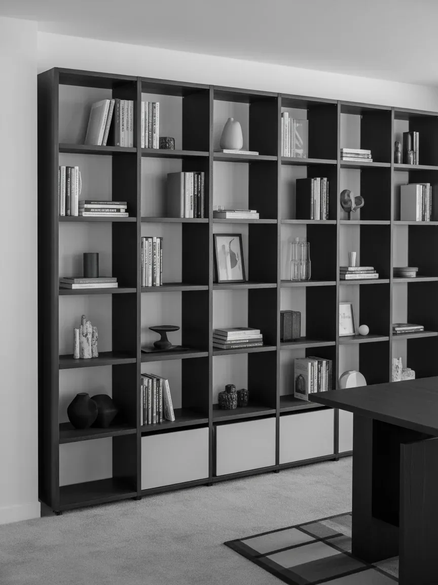 20. Black and White Graphic Shelf Design 20. Black and White Graphic Shelf Design