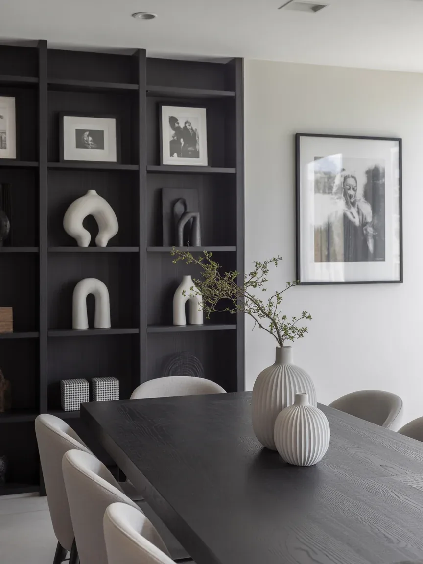 4. Black And White Graphic Shelf Styling 4. Black And White Graphic Shelf Styling