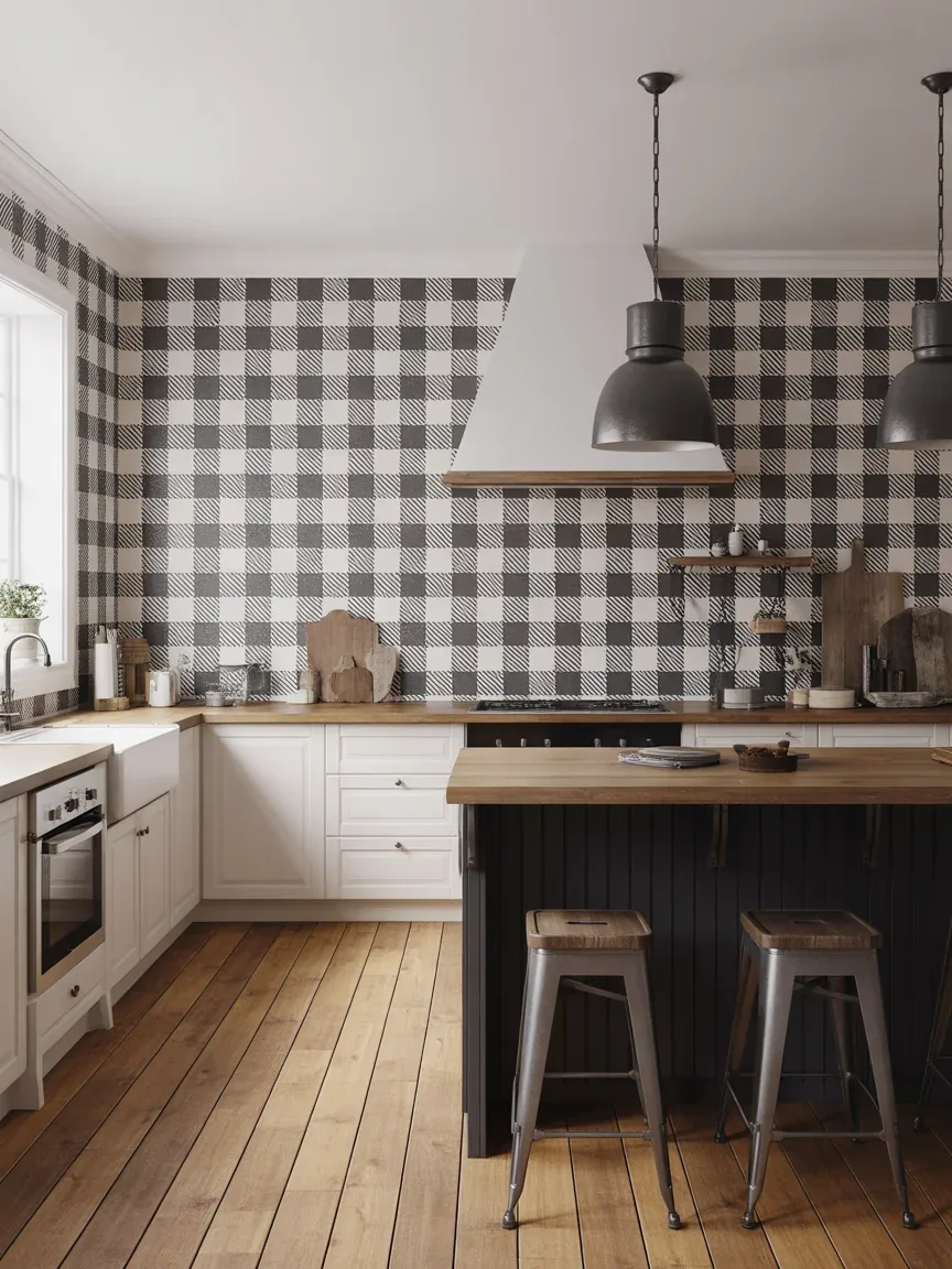 6. Black And White Plaid Statement Kitchen 6. Black And White Plaid Statement Kitchen