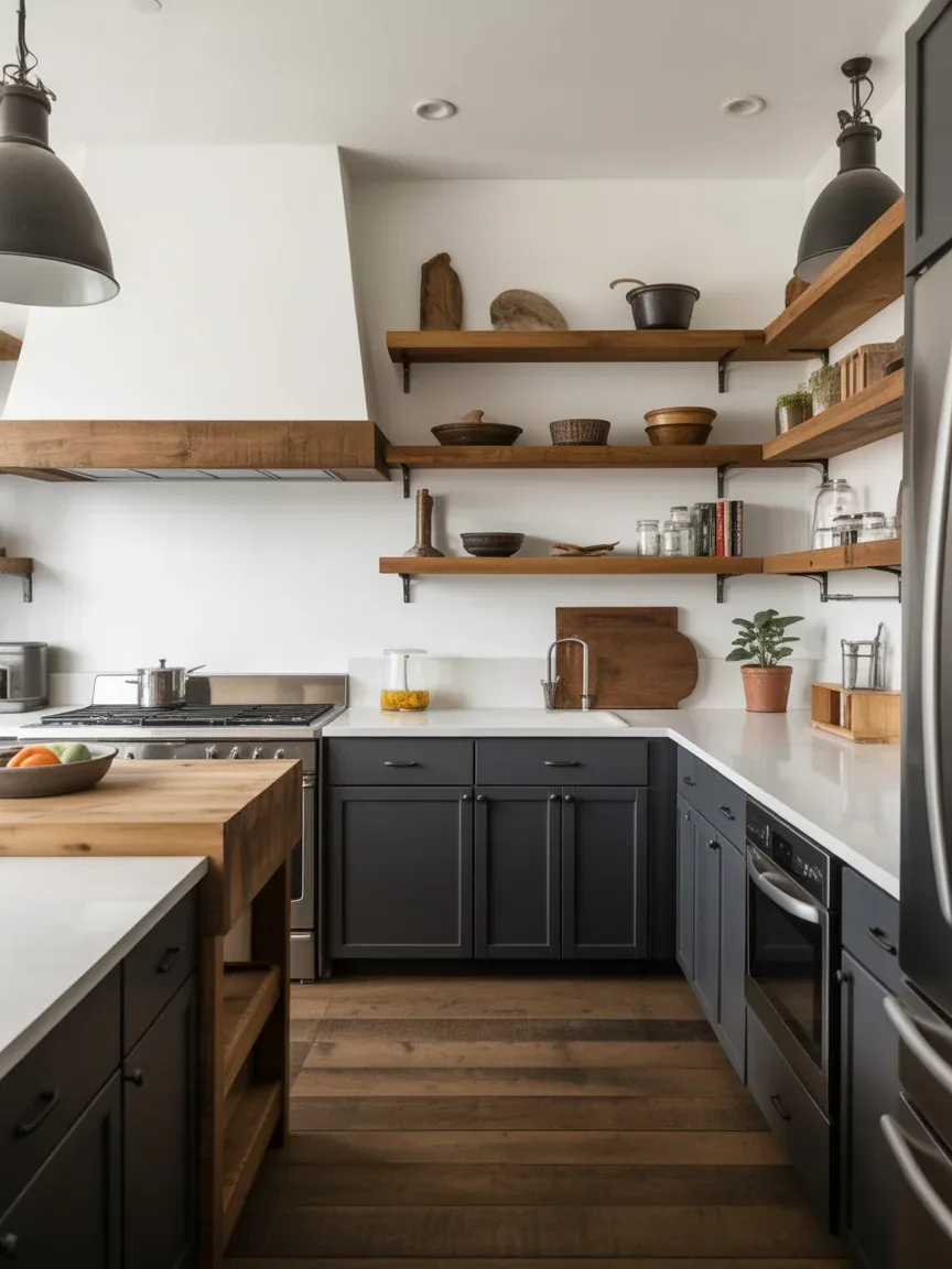 6. Black and Wood Modern Country Kitchen 6. Black and Wood Modern Country Kitchen