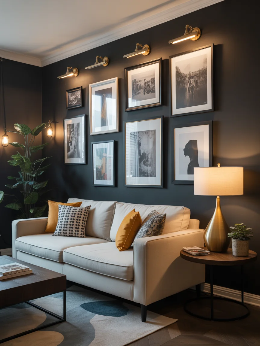 15. Black Art Gallery Living Room