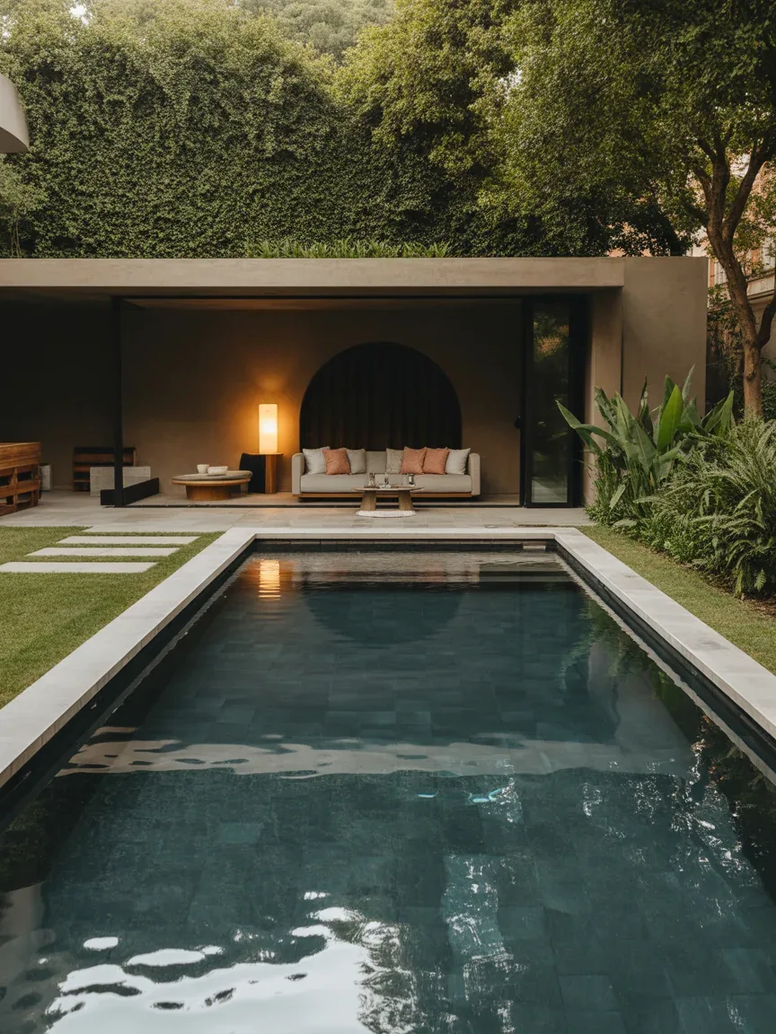 10. Black Bottom Pool With Moody Boutique Hotel Vibes 10. Black Bottom Pool With Moody Boutique Hotel Vibes