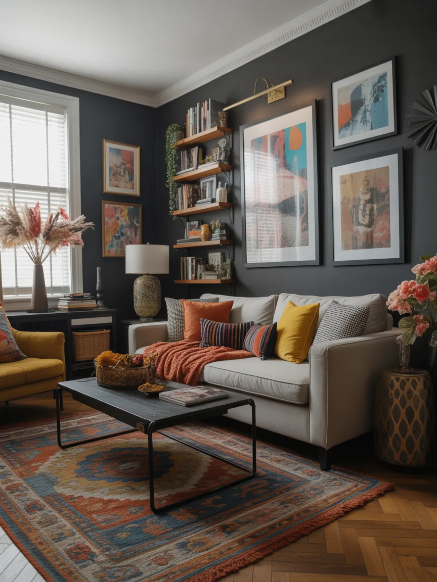 19. Black Eclectic Personality Room