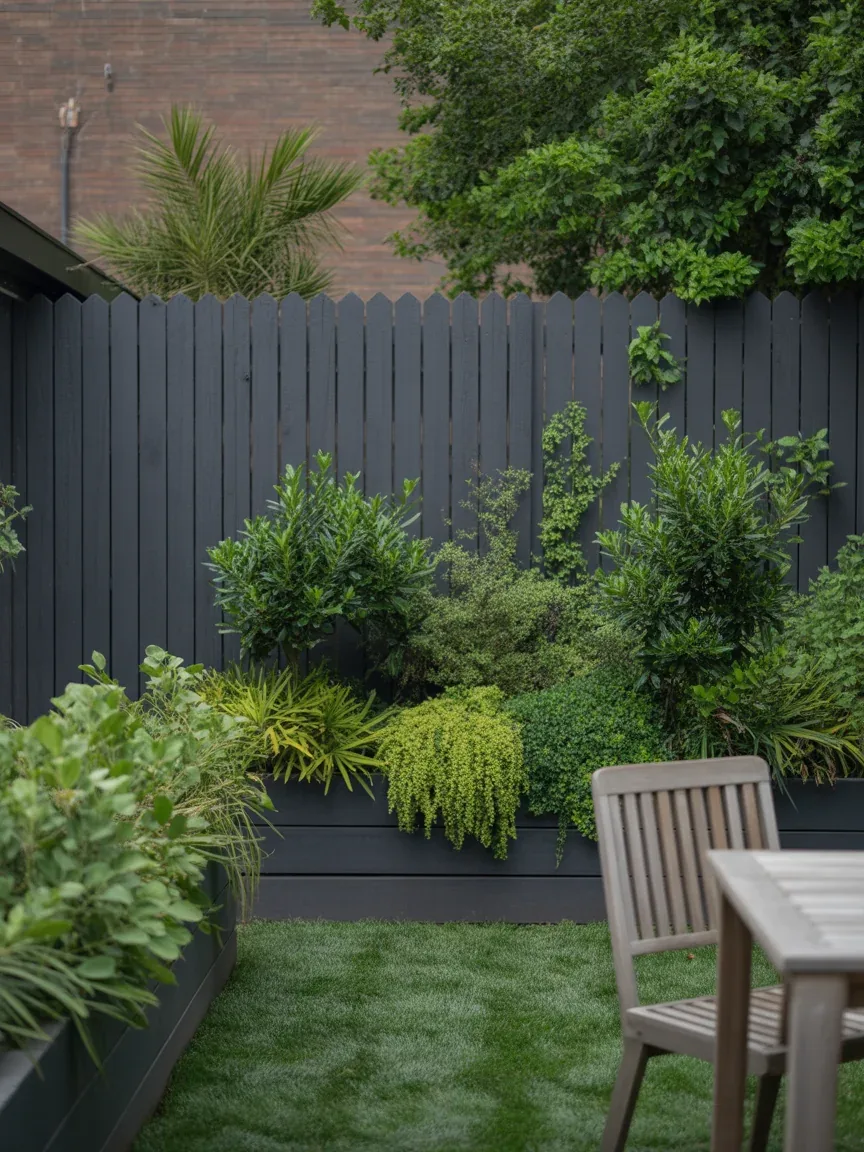 10. Black Fence Makeover With Lush Greenery 10. Black Fence Makeover With Lush Greenery