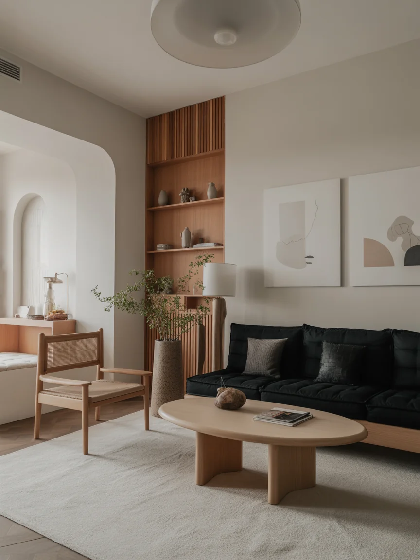 18. Black Japandi Calm Space