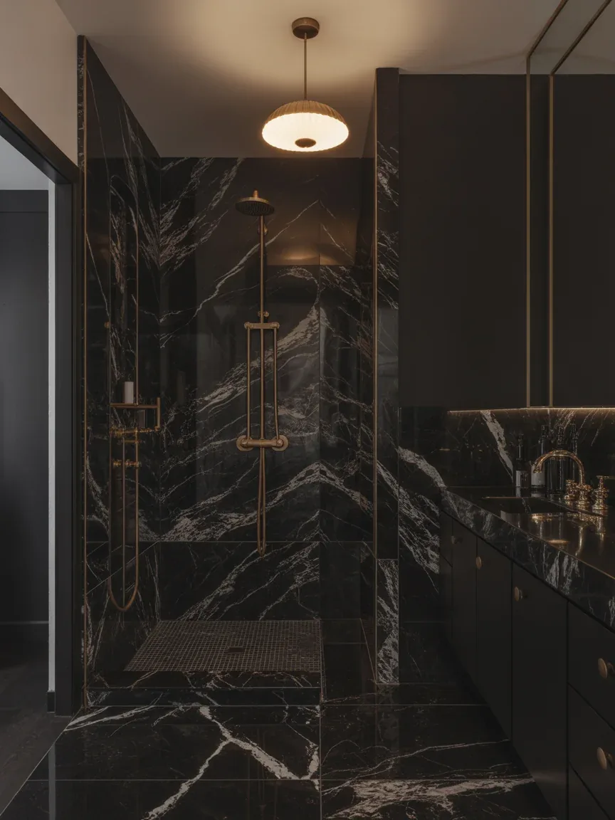 3. Black Marble Glam Bathroom 3. Black Marble Glam Bathroom