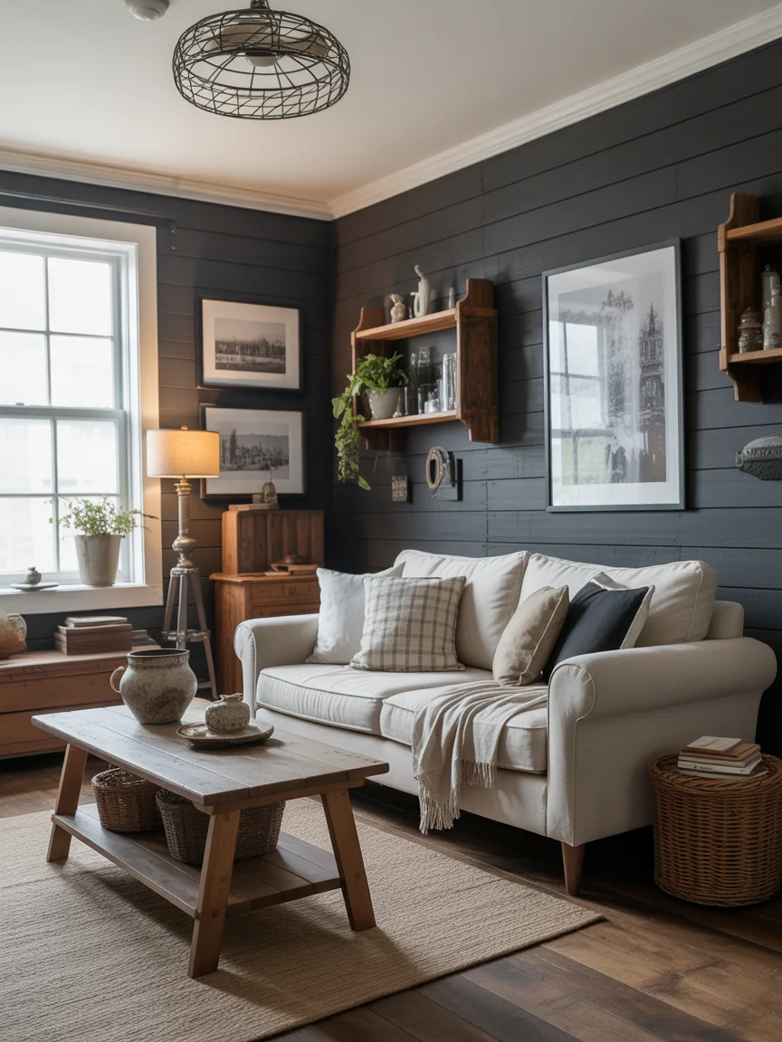 13. Black Rustic Farmhouse Twist