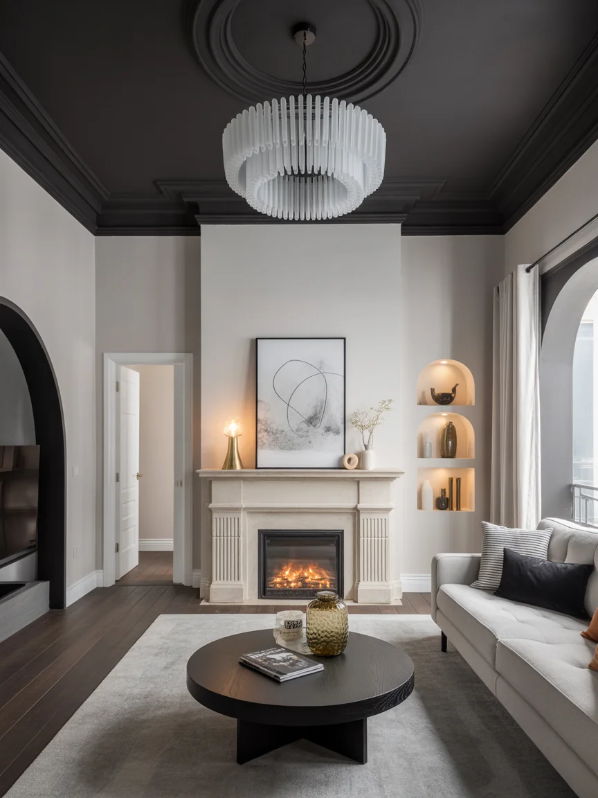 23. Black Statement Ceiling Design