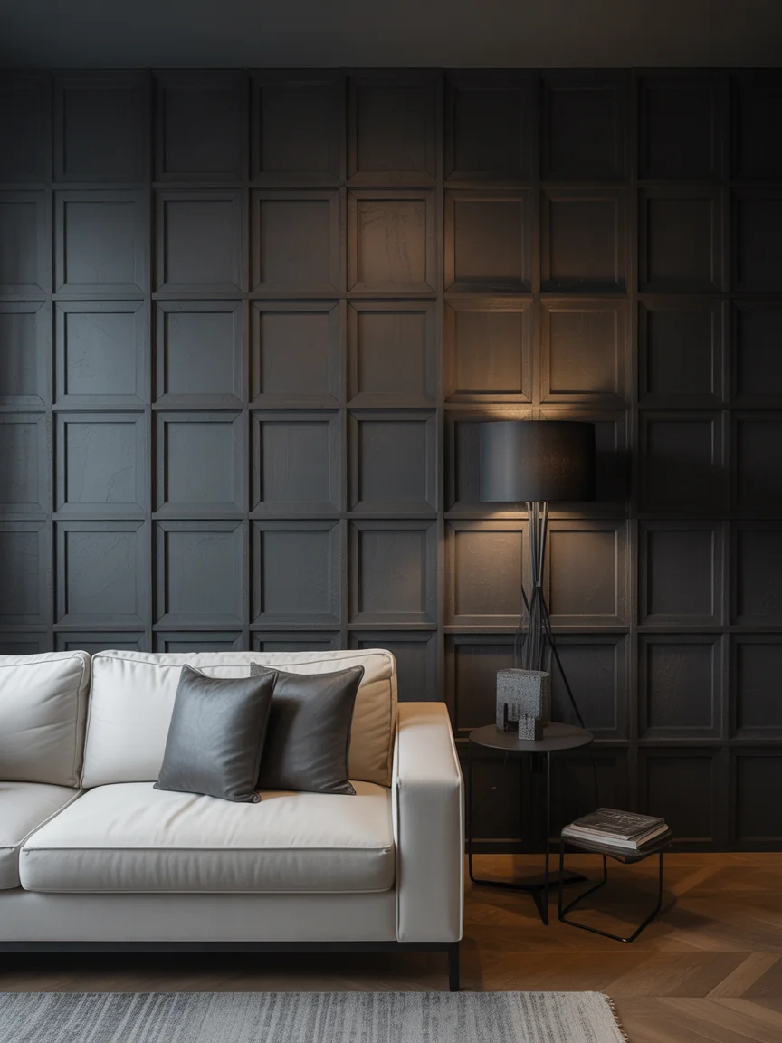 25. Black Textured Wall Feature Room
