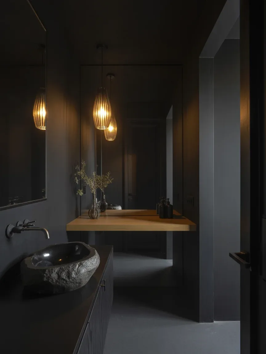 10. Black-On-Black Powder Room Drama 10. Black-On-Black Powder Room Drama