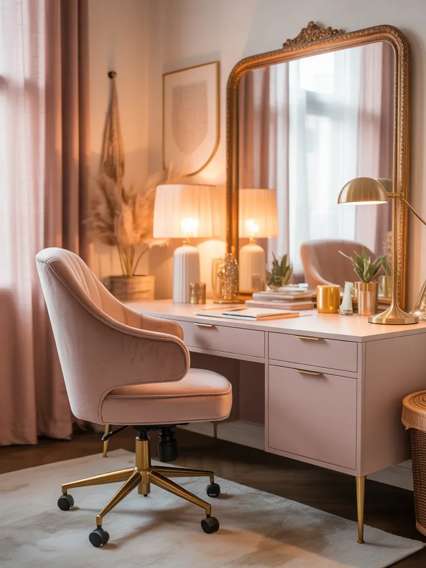 2. Blush and Gold Glam Boho Workspace 2. Blush and Gold Glam Boho Workspace