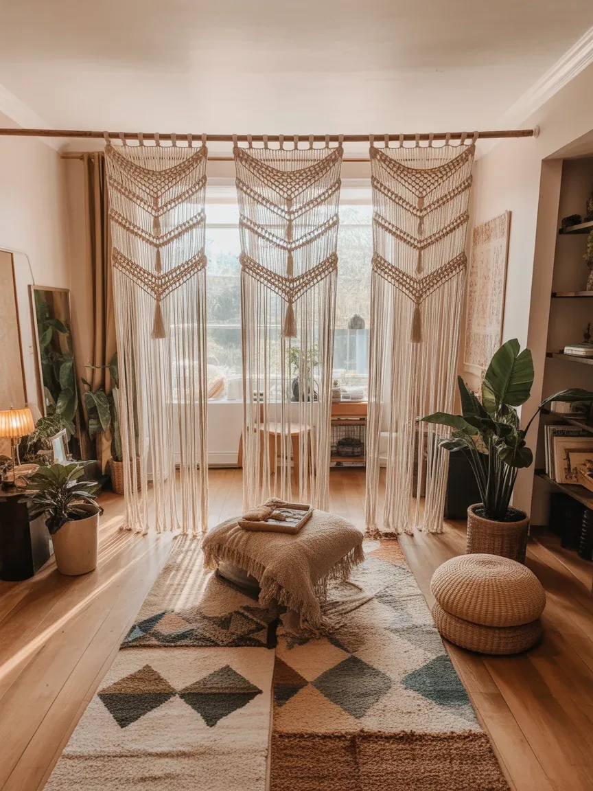 16. Boho Chic With Macramé Curtains 16. Boho Chic With Macramé Curtains