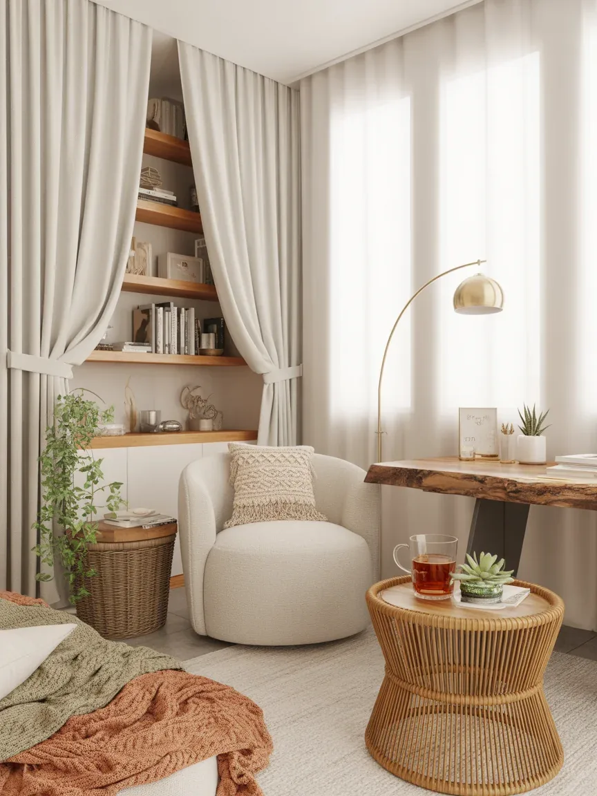 18. Boho Office With Built-In Reading Corner 18. Boho Office With Built-In Reading Corner