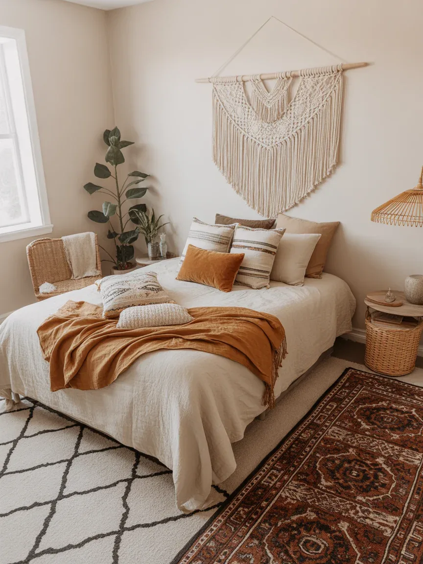 6. Boho Warmth With Layered Textiles 6. Boho Warmth With Layered Textiles