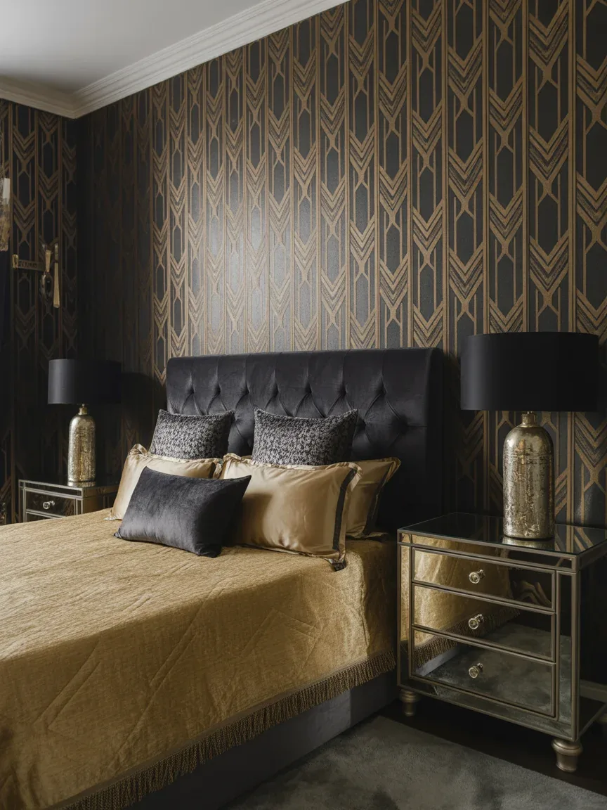 6. Bold Art Deco Glam With Metallic Wallpaper 6. Bold Art Deco Glam With Metallic Wallpaper