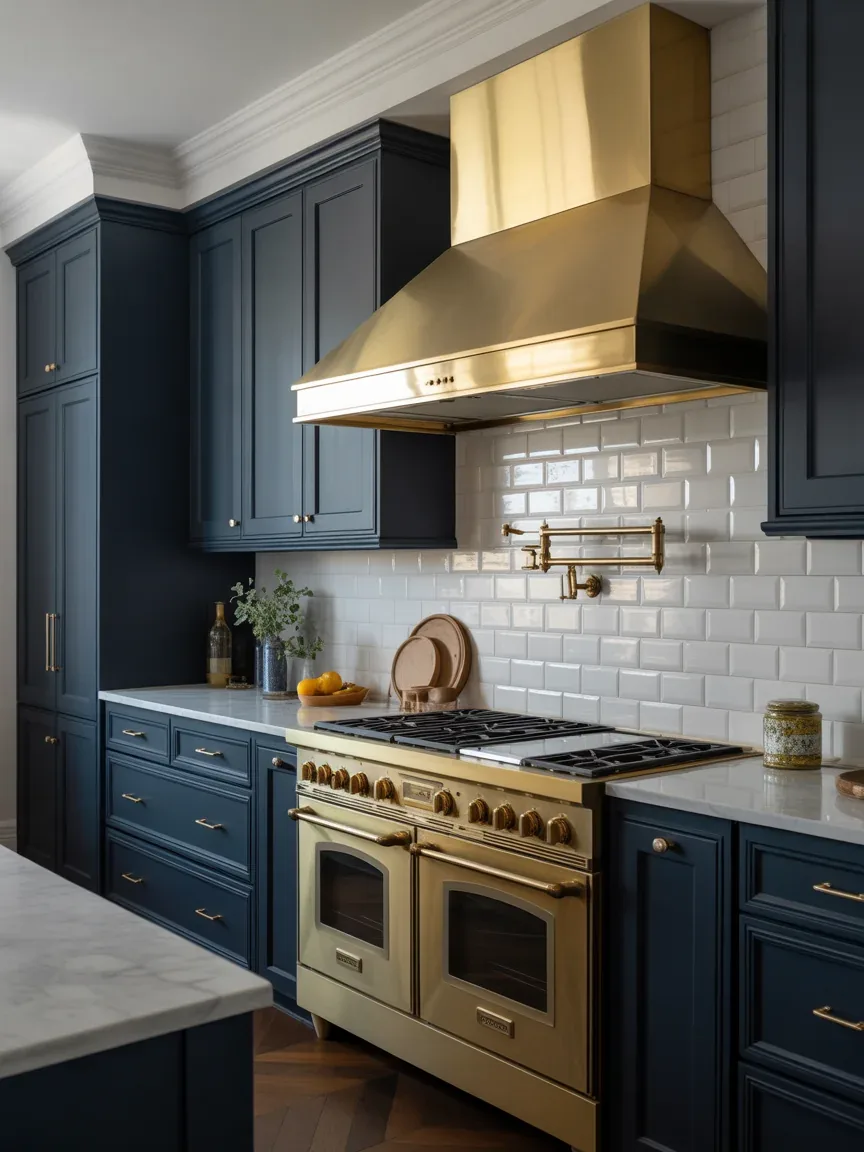 7. Bold Brass-Clad Range Hood 7. Bold Brass-Clad Range Hood