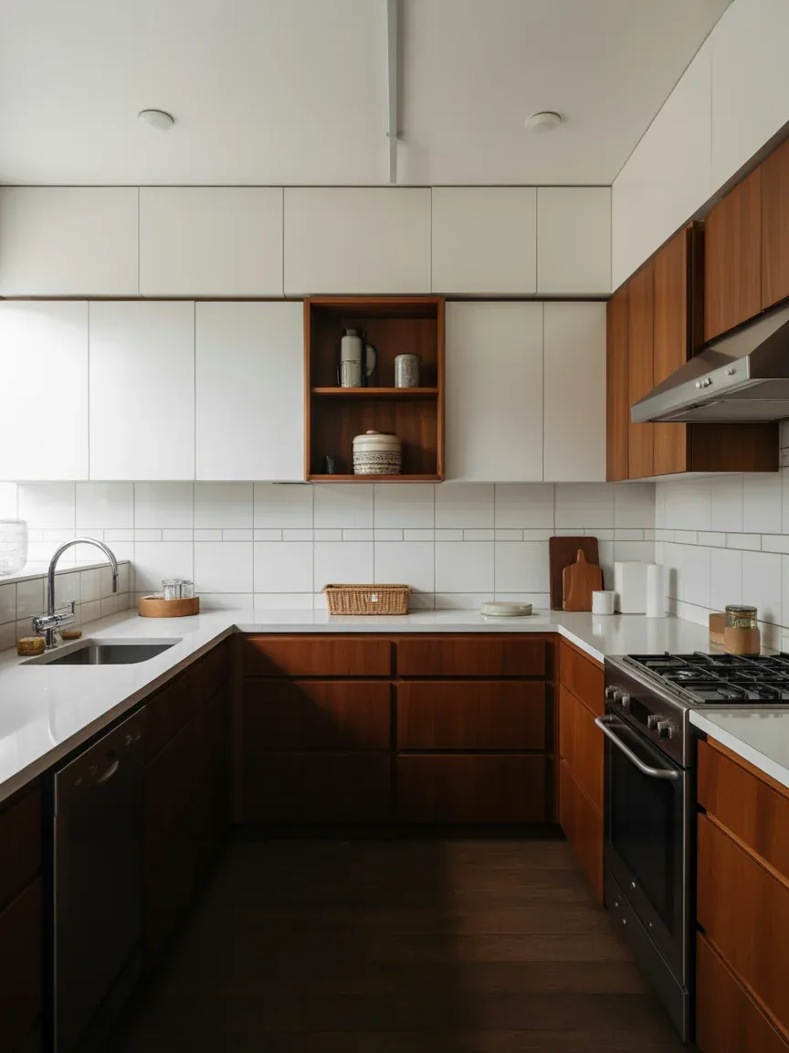 21. Bold Contrast With White And Dark Wood 21. Bold Contrast With White And Dark Wood