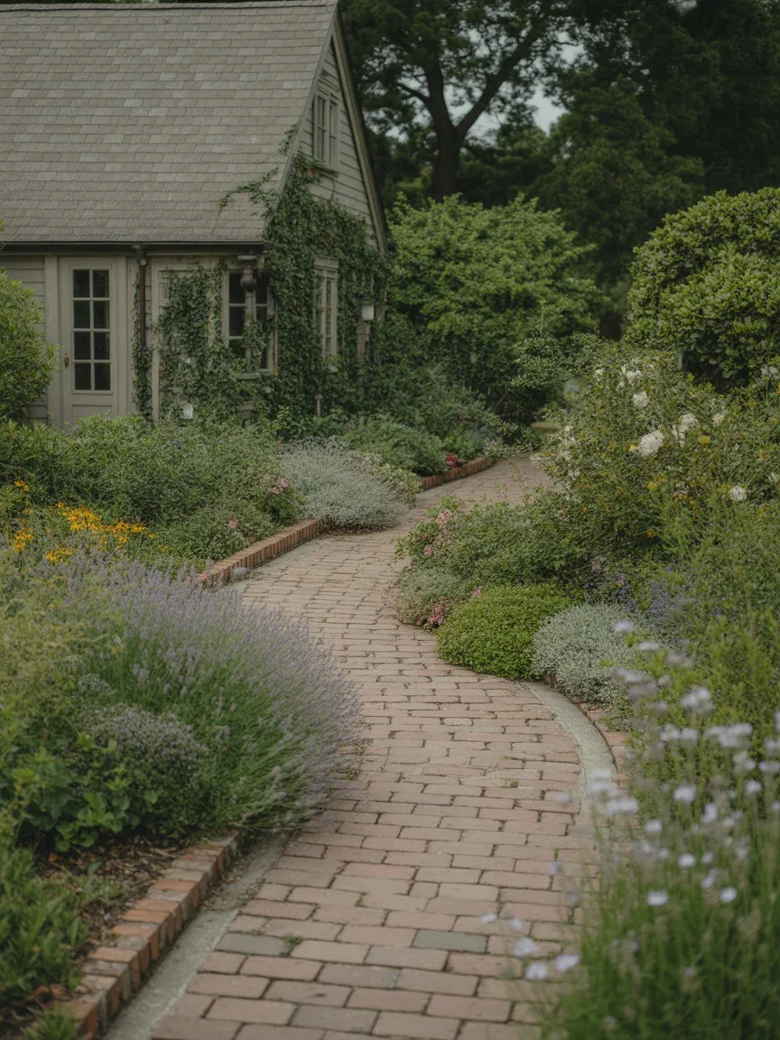 17. Brick Pathway Through Garden Beds 17. Brick Pathway Through Garden Beds