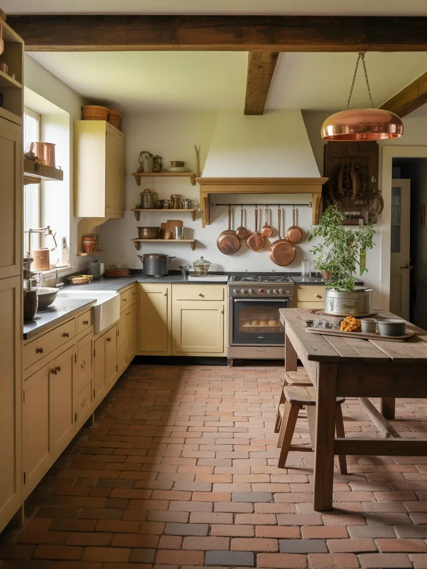 5. Brick Paver Flooring for Old-World Farmhouse Charm 5. Brick Paver Flooring for Old-World Farmhouse Charm