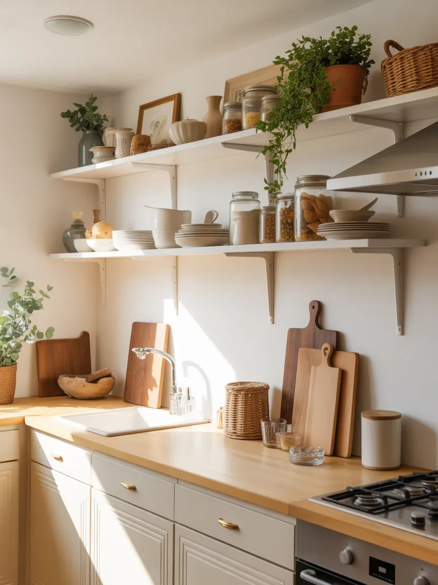 10. Bright Open-Shelf Country Kitchen 10. Bright Open-Shelf Country Kitchen