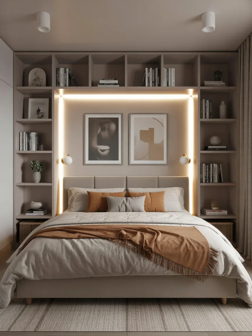 4. Built-In Headboard Shelving 4. Built-In Headboard Shelving